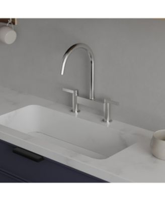 Modern Double Handle 2 Holes Deck Mount Bridge Kitchen Faucet With 360 Swivel Spout Sink Faucet In Brushed Nickel