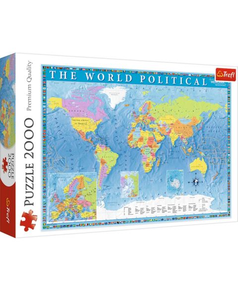 Детский пазл Trefl Political Map of the World 2000-Piece Puzzle, Ages 10+, цвет: Разноцветный