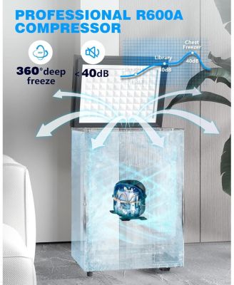 3.5 Cu.Ft Chest Freezer, Removable Basket, Bottom Drain, Freestanding Deep Freezer with Adjustable Thermostat