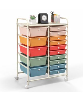 15-Drawer Utility Rolling Organizer Cart with Multi-Use Storage