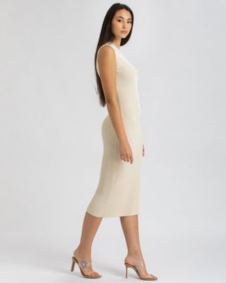 Women's Sleeveless Fitted Ribbed Pattern Iris Dress