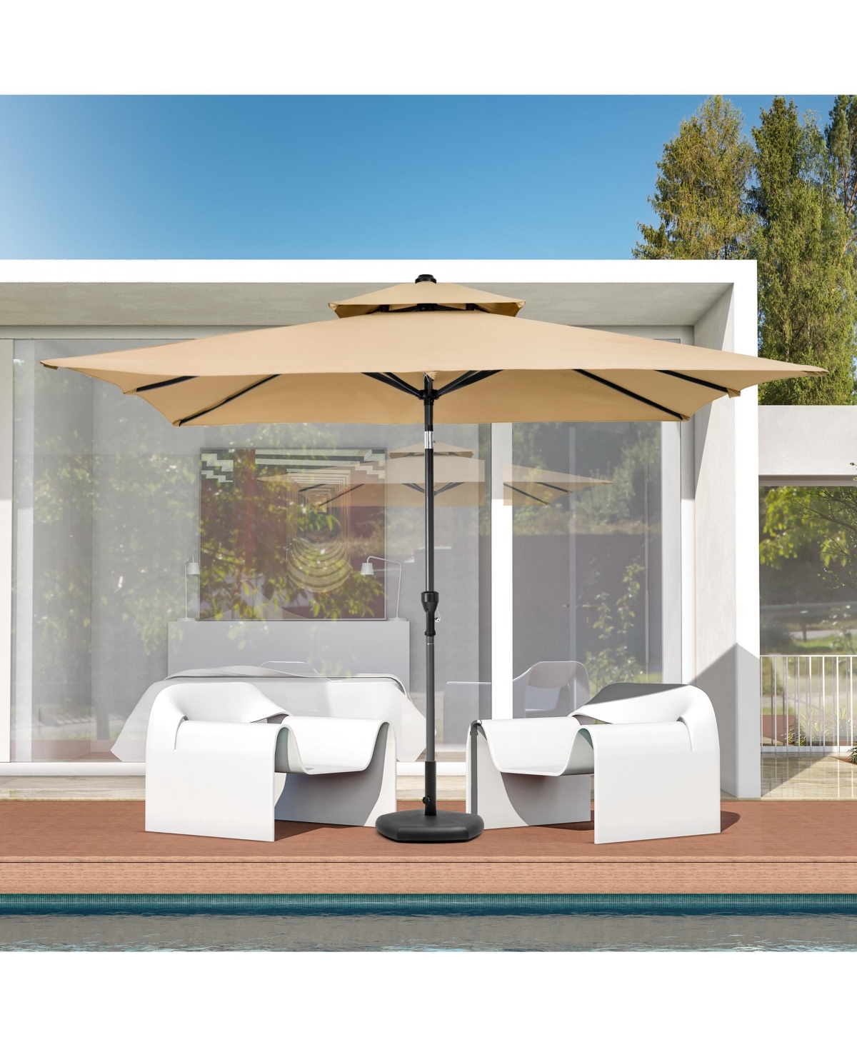 Rectangular Patio Umbrella with Stand – Adjustable Tilt for Backyard & Deck