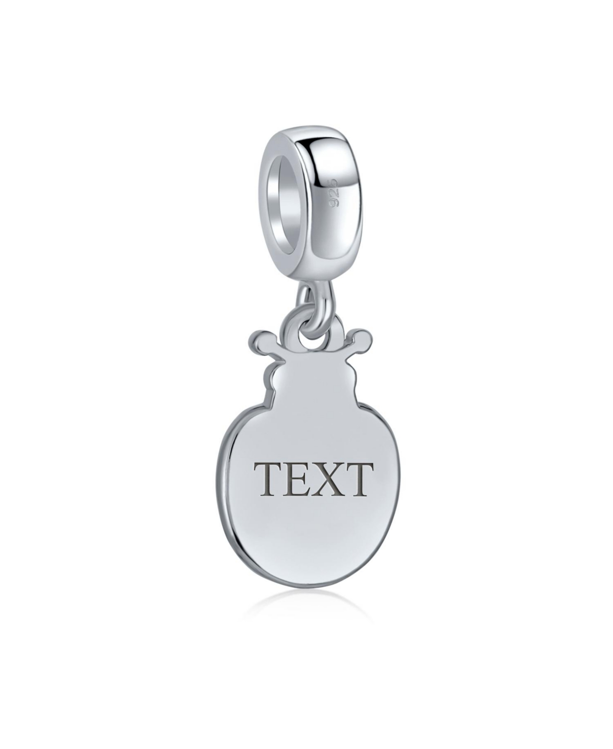 Bling Jewelry Red Lucky Ladybug Insect Gardener Dangle Charm Bead .925 Sterling Silver