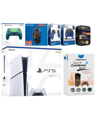 Playstation 5 Slim Disc with Extra Volcanic Red Controller, Plantronics Headset, Gamer Kit, Trigger Kit and MightySkins Decal Voucher + 2 Year CP