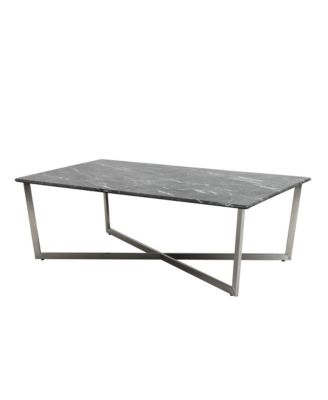 Faux Marble Rectangular Coffee Table for Modern Living Room Decor