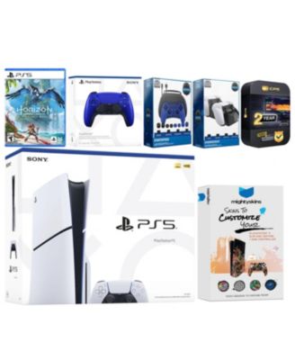 Playstation 5 Slim Disc with Horizon Forbidden West, Extra Gray Camo Controller, Gamer Kit, Charge Dock and MightySkins Decal Voucher + 2 Year CP