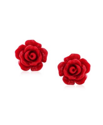 Romantic 3D Carved Rose Flower Blooming Post Stud Earrings 10MM Lightweight