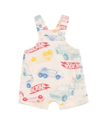 Baby Boys French Terry Square Neck Short Overalls and T-Shirt Outfit Set