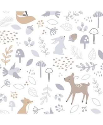 Deer Park White/Gray Woodland Animals Baby Fitted Crib Sheet