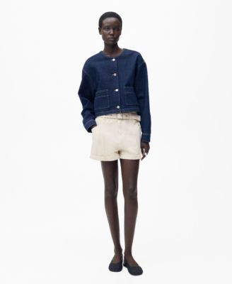 MANGO - Women's Rolled Hem Paperbag Shorts