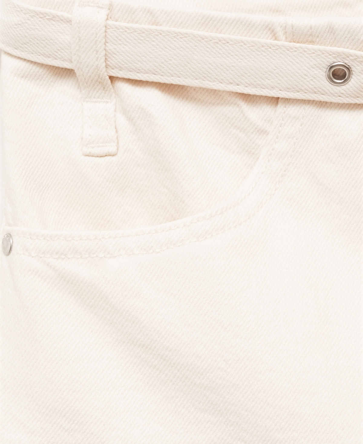 Mango Women's Belt Wide Leg Jeans In Off White