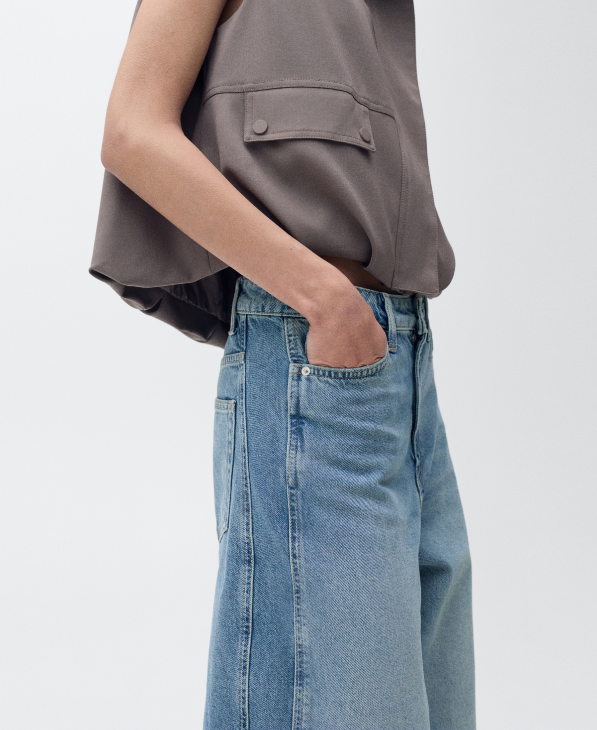 Mango High-rise Balloon Jeans Medium Blue In Medium Blue