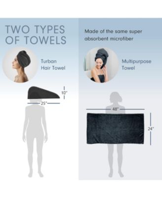 2-Pack Microfiber Hair Towel Wrap Rectangle Twist for Women 24 x 48 Inches