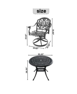 Streamdale 5-Piece Cast Aluminum Dining Set, 4 Swivel Chairs, 35" Round Table