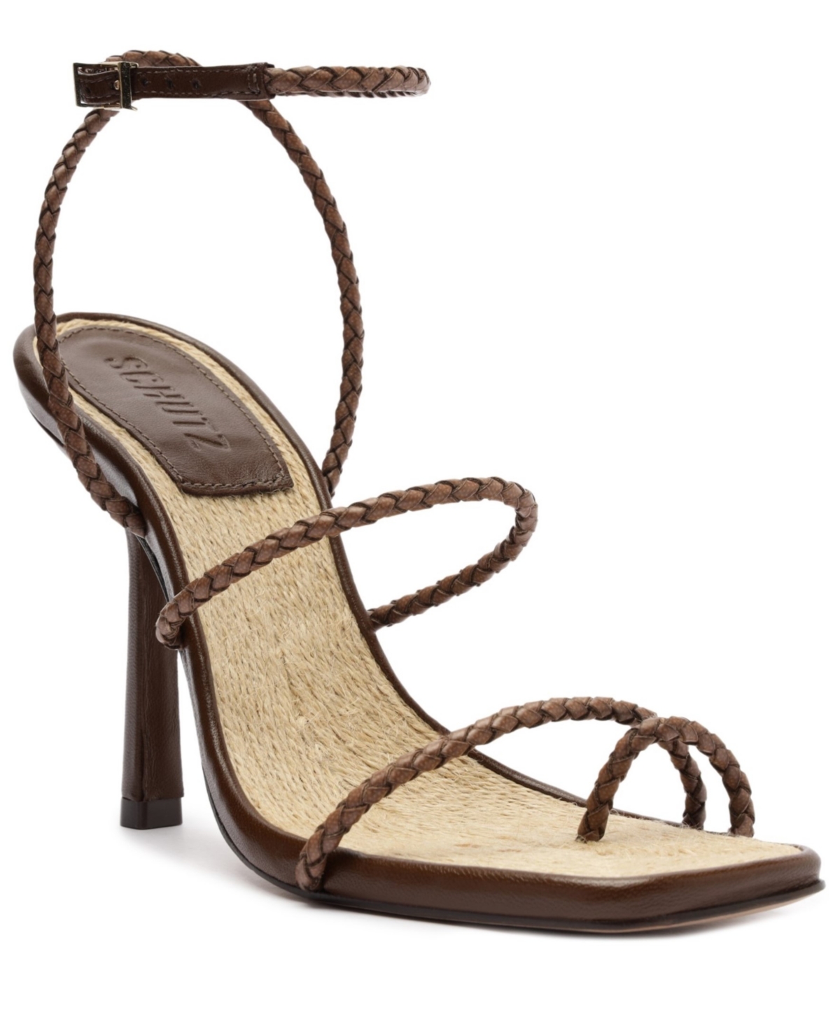 Shop Schutz Women's Kaya Straw Stiletto Heel Sandals In Brown