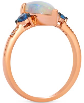Neopolitan Opal™ (1 ct. t.w.), Blueberry Sapphire™ (1/4 ct. t.w.) & Nude Diamond™ Ring in 14k Rose Gold