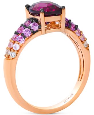 Raspberry Rhodolite&reg; (2-1/4 ct. t.w.), Pink Sapphire Ombr&eacute; (3/4 ct. t.w.) & White Sapphire (1/10 ct. t.w.) Ring in 14k Rose Gold