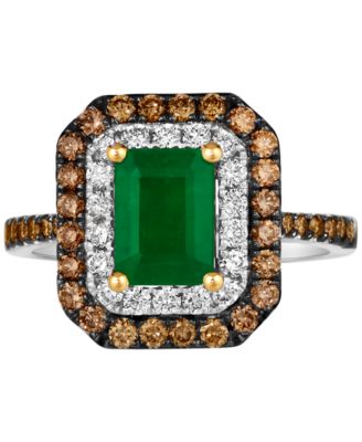 Costa Smeralda Emeralds™ (1-1/5 ct. t.w.) & Diamond Double Halo Ring in 14k Two-Toned Gold