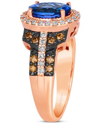 Blueberry Tanzanite (1-5/8 ct. t.w.) & Diamond (5/8 ct. t.w.) Oval Hao Ring in 14k Rose Gold