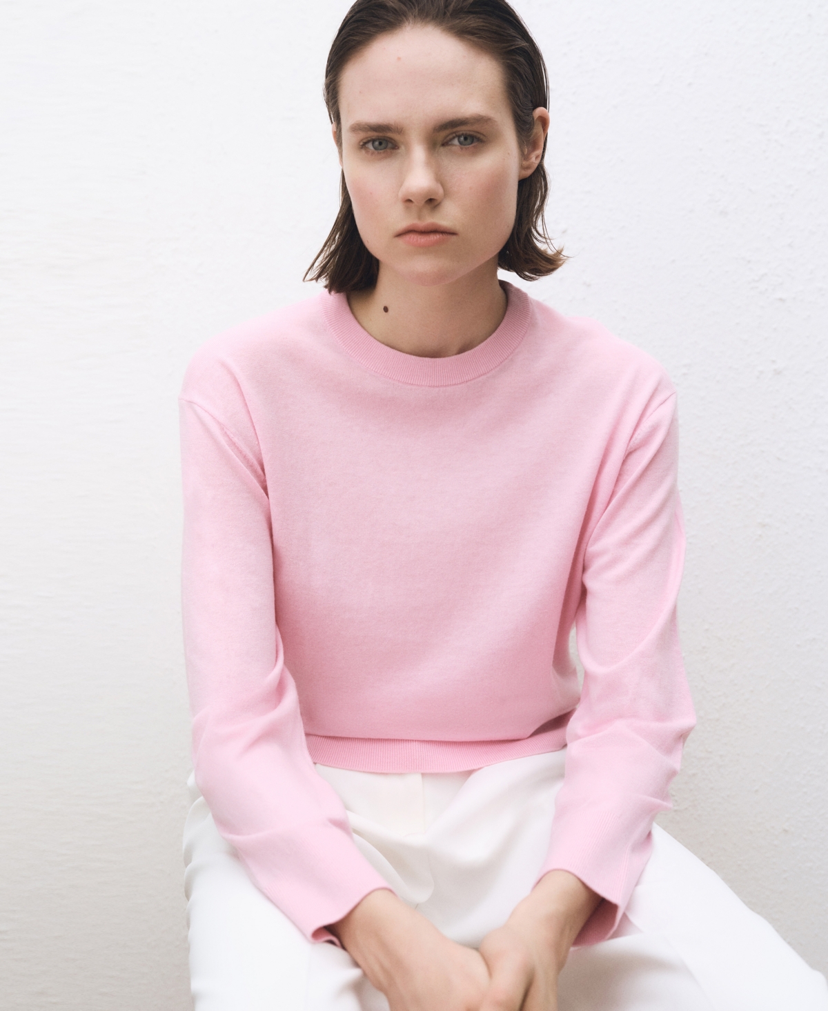 Shop Mango Women's Wool-blend Round-neck Sweater In Pink