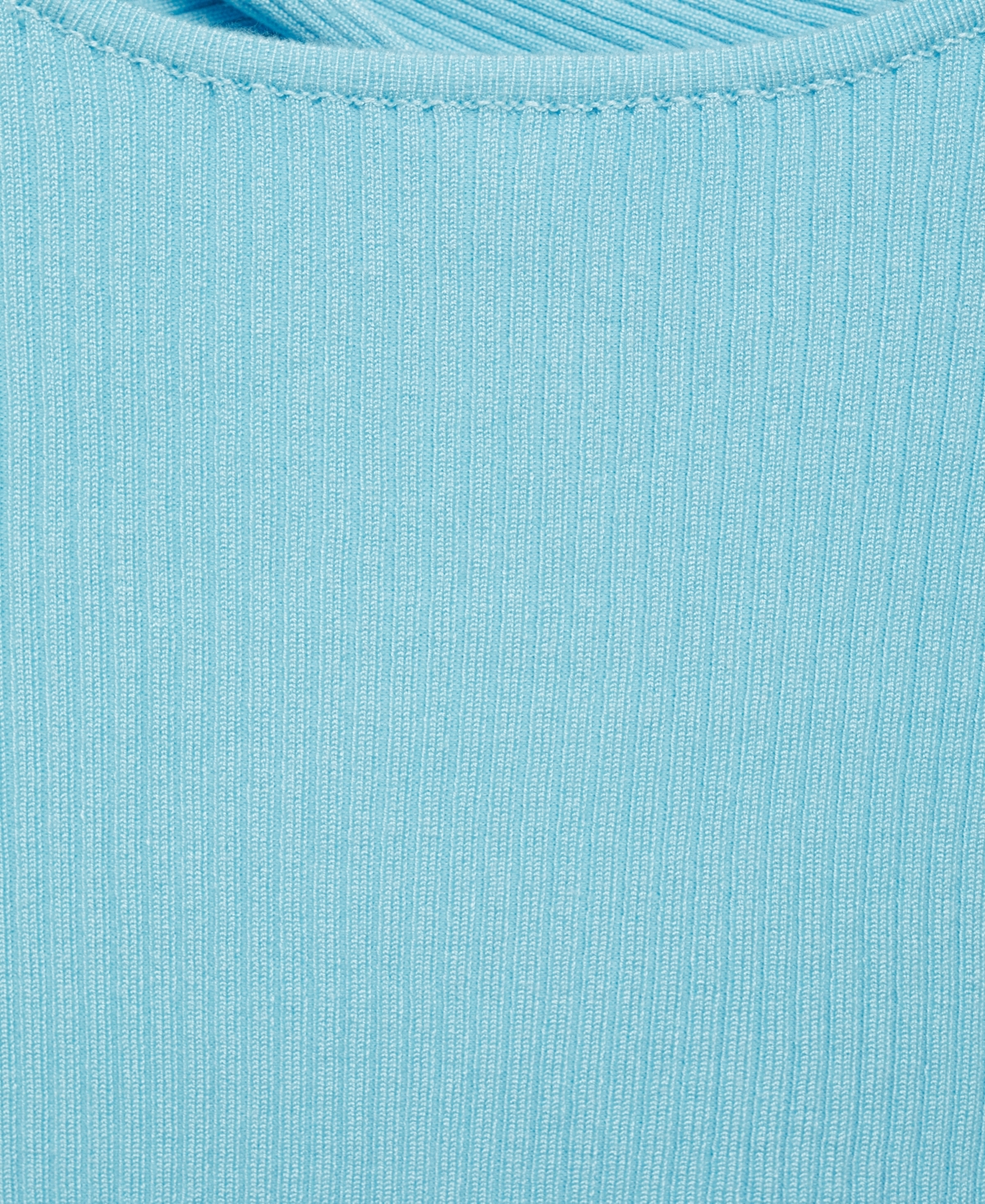 Mango Ribbed Short Sleeve Sweater With Back Opening In Turquoise