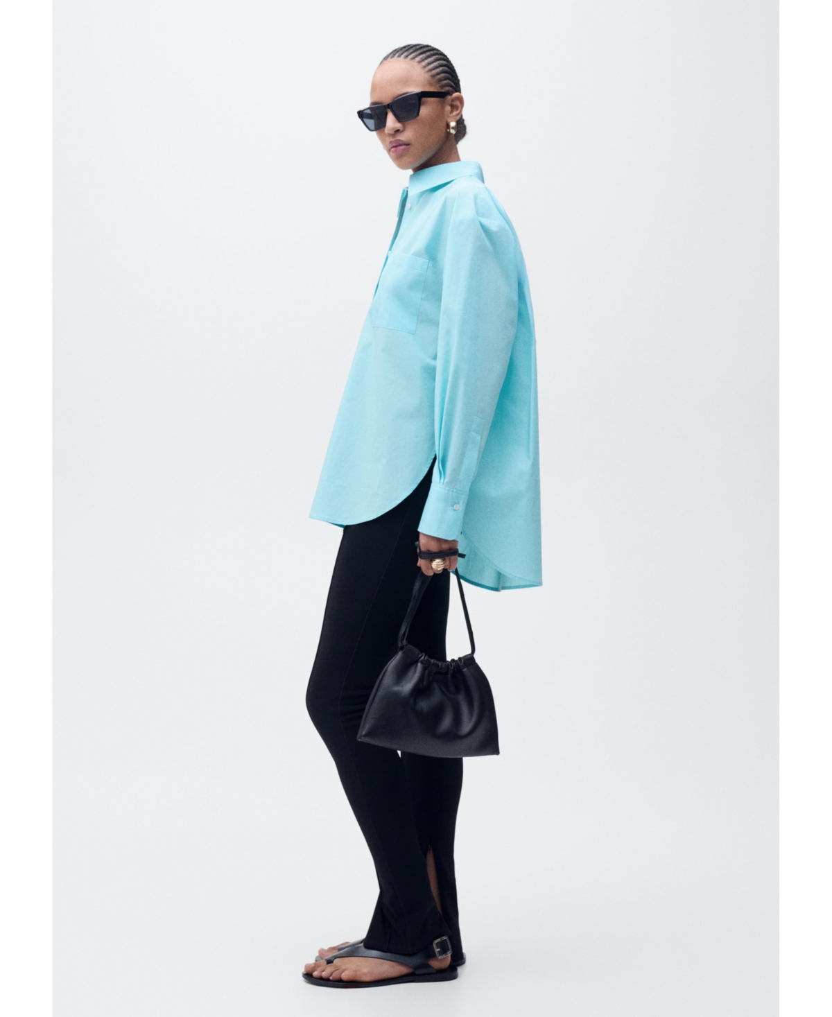 Shop Mango Women's Oversize Poplin Shirt In Blue