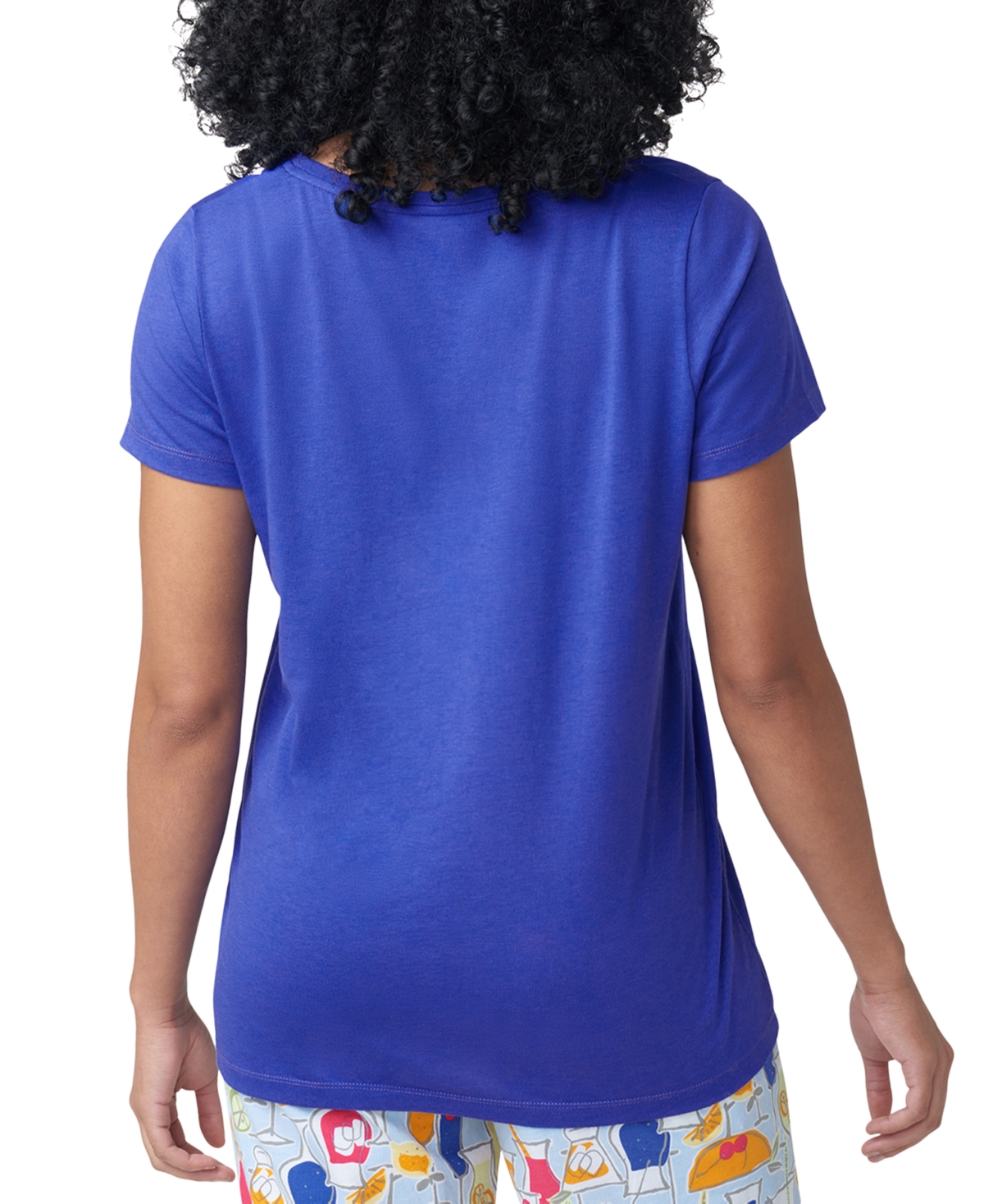 Shop Hue Women's Solid Short-sleeve V-neck Pajama T-shirt In Blueberry