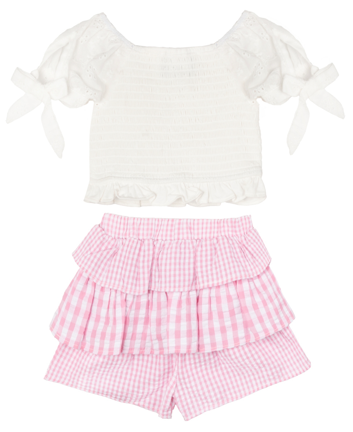 Rare Editions Baby Girls 2-piece Puff Sleeves And Seersucker Short Set In White