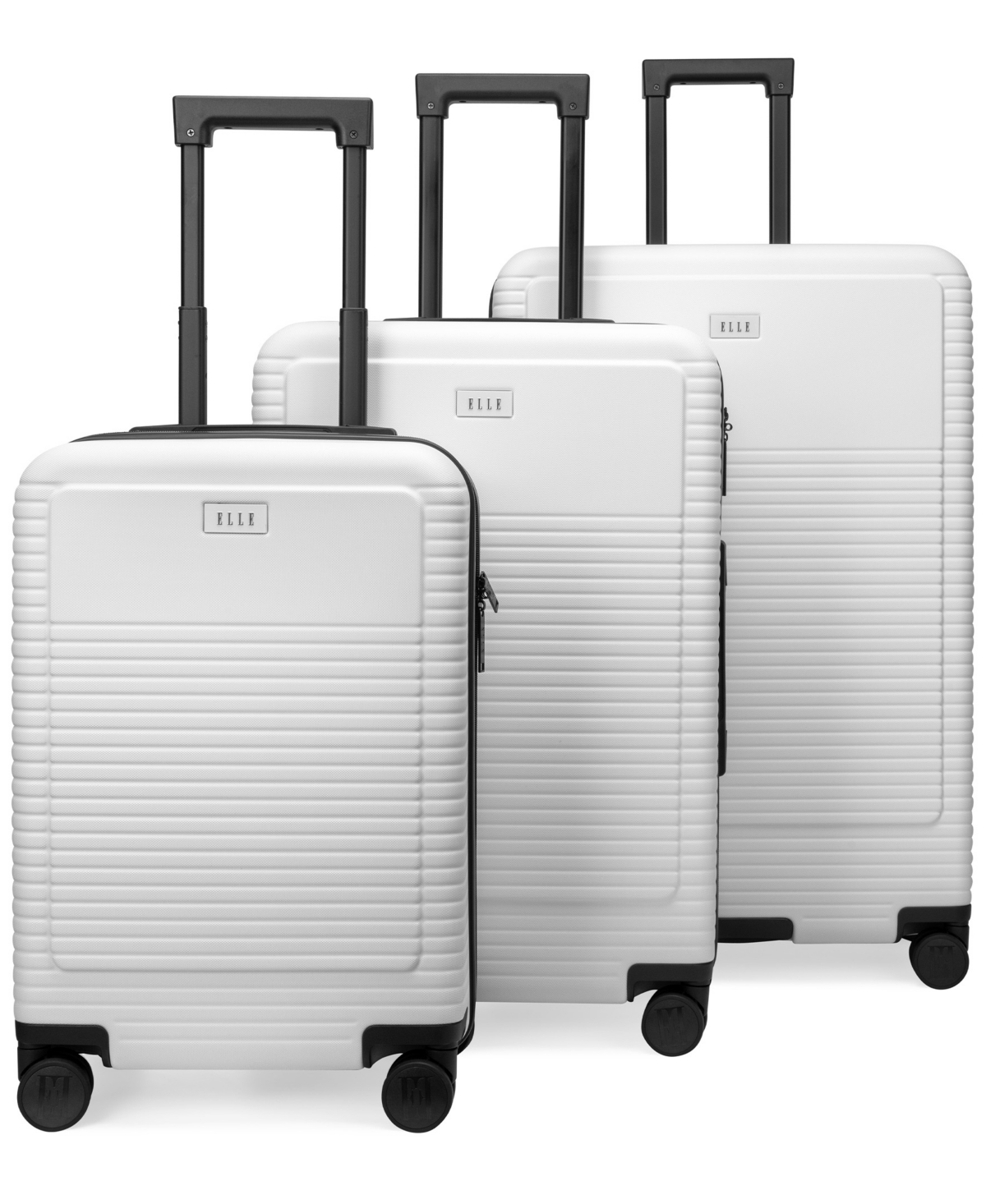 Elle Passage 3-Piece Expandable Retro Spinner Luggage Set - White