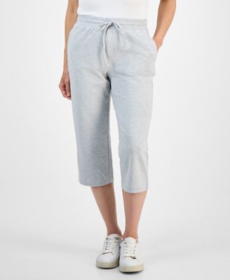 Style & Co Petite Mid Rise Drawstring-Waist Knit Capri Pants, Exclusively at Macy's