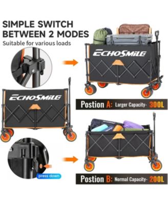 Collapsible Foldable Extended Height Wagon with 500lbs Weight Capacity,Folding Utility Garden Cart with Big All-Terrain Beach Wheels,for Camping, Garden,Sports,Beach,Shopping