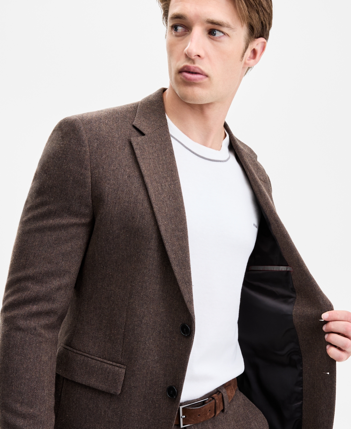 Hugo Boss Hugo By  Men's Modern-fit Herringbone Suit Jacket In Brown