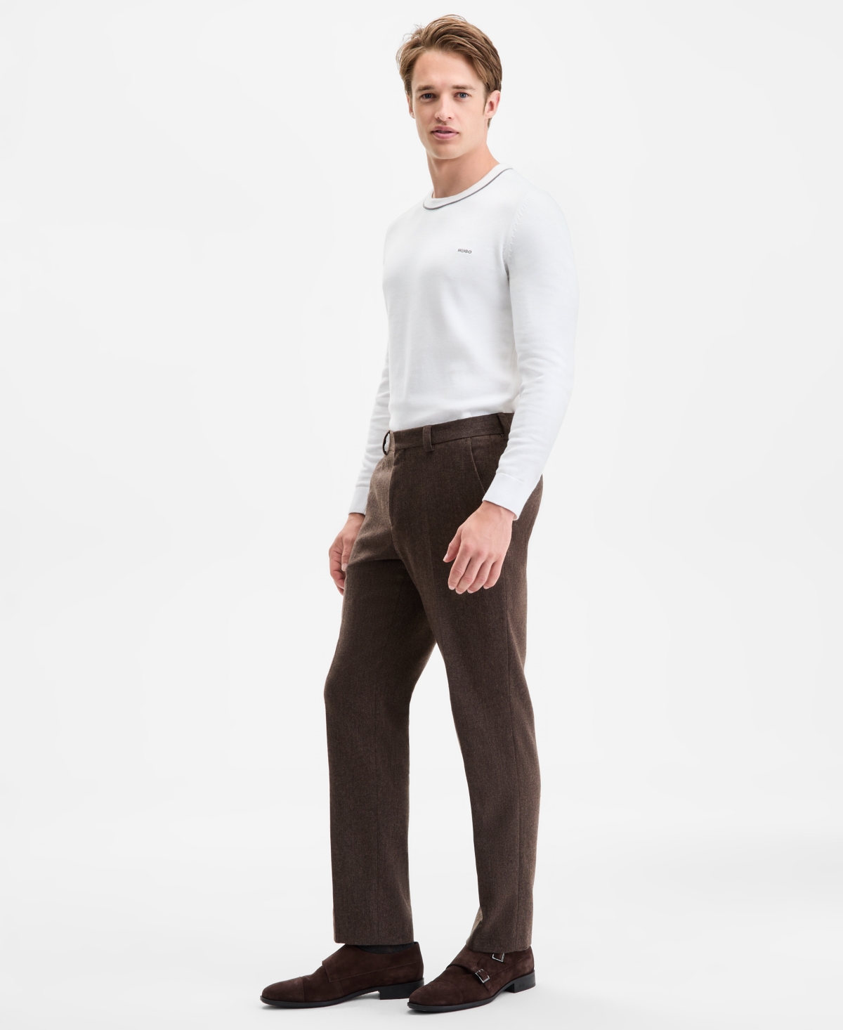 Hugo Boss Hugo By  Men's Modern-fit Herringbone Suit Pants In Brown