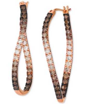 Le Vian - Chocolate Ombr&eacute; Diamond (1-1/2 ct. t.w.) & Nude Diamond™ (5/8 ct. t.w.) Hoop Earrings in 14k Rose Gold