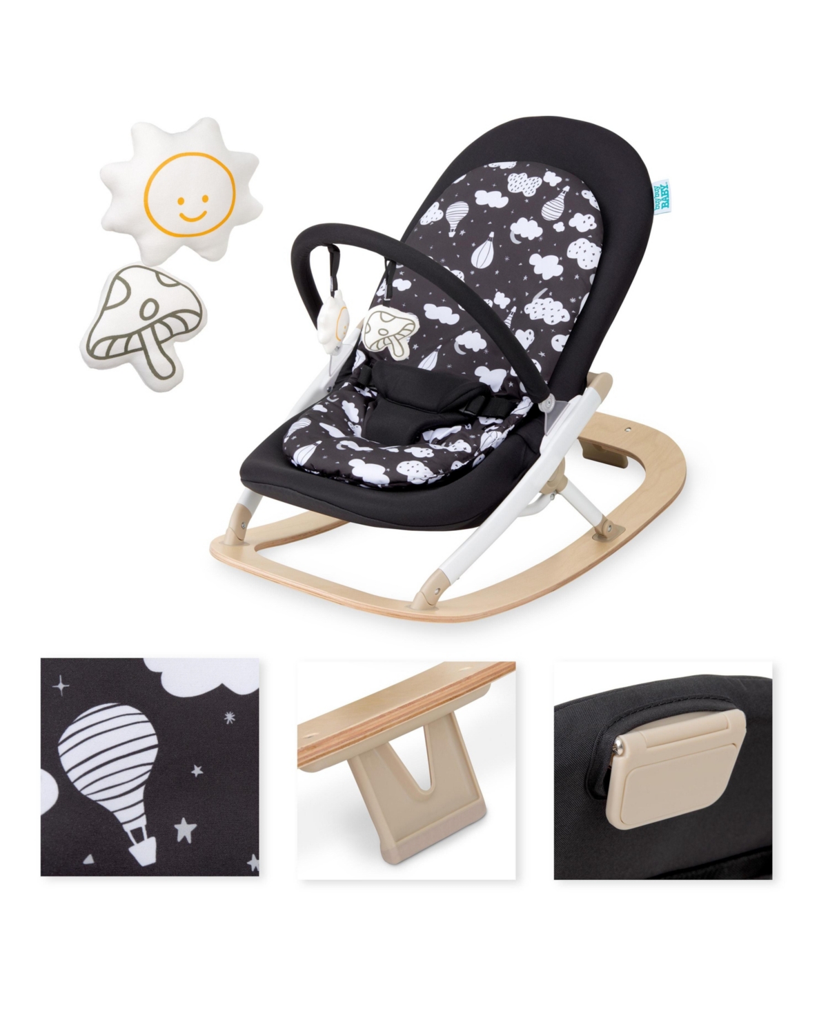Evolur Koko Portable Infant Bouncer Light Gray