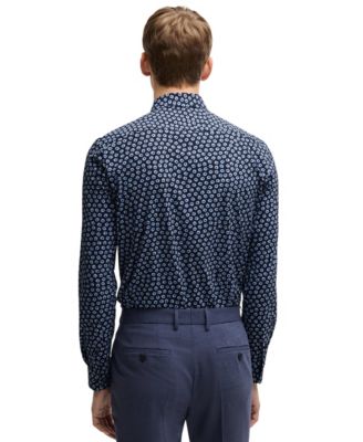 Men's Floral Print Slim Fit Dress Shirt