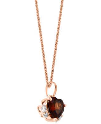 Garnet (7/8 ct. t.w.) & Diamond (1/10 ct. t.w.) Heart 18" Pendant Necklace in 14k Rose Gold