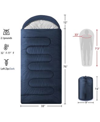 Sleeping Bags Adults Backpacking Lightweight Waterproof Cold Weather Bag Blue