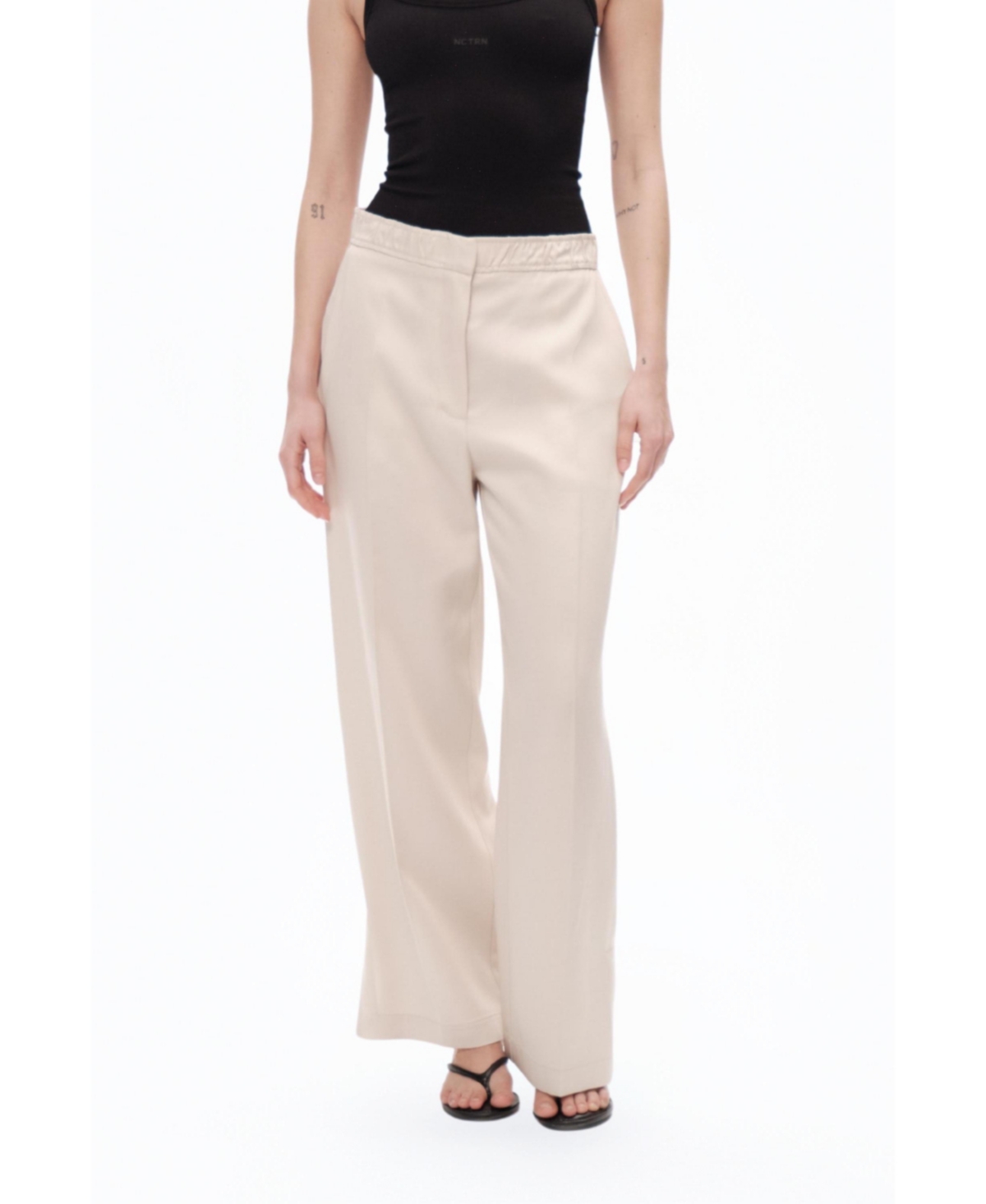 Women's Slit Detailed Pants - Beige