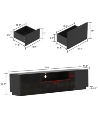 1 Pc Wood TV Stand, 4 Drawers, Media Console with Light Strip – Entertainment Furniture