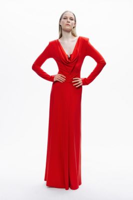 Women's Padded Accessory Detailed Maxi Dress