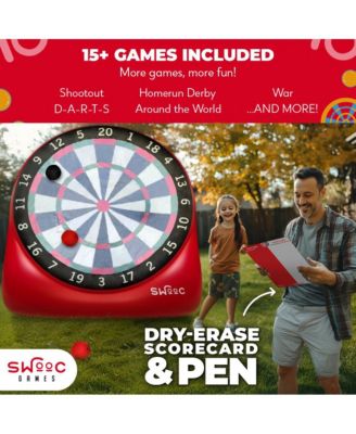 XL Giant Kick Darts (Over 8ft Tall) with 15+ Games Included - Jumbo Soccer Darts w/ Air Pump - Big Inflatable Games