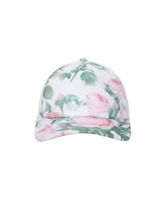 Floral Rose Print White Foam Trucker Hat