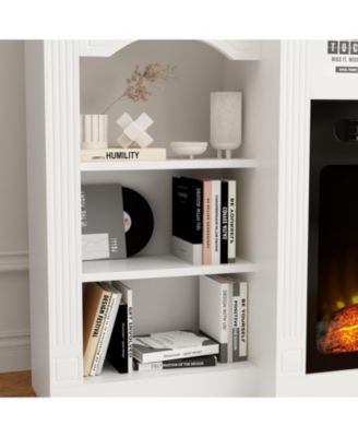23" electric fireplace, recessed fireplace, 1500 watts, white TV cabinet with seven storage compartments