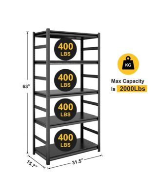 Adjustable Heavy Duty Metal Shelving - 5-Tier Storage Shelves, 2000LBS Load, Kitchen
