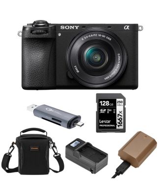 Sony Alpha a6700 Mirrorless Camera Body with E PZ 16-50mm f/3.5-5.6 OSS Lens Bundle with Multi-Device Shoulder Bag, 128GB SD Card, OTG Card