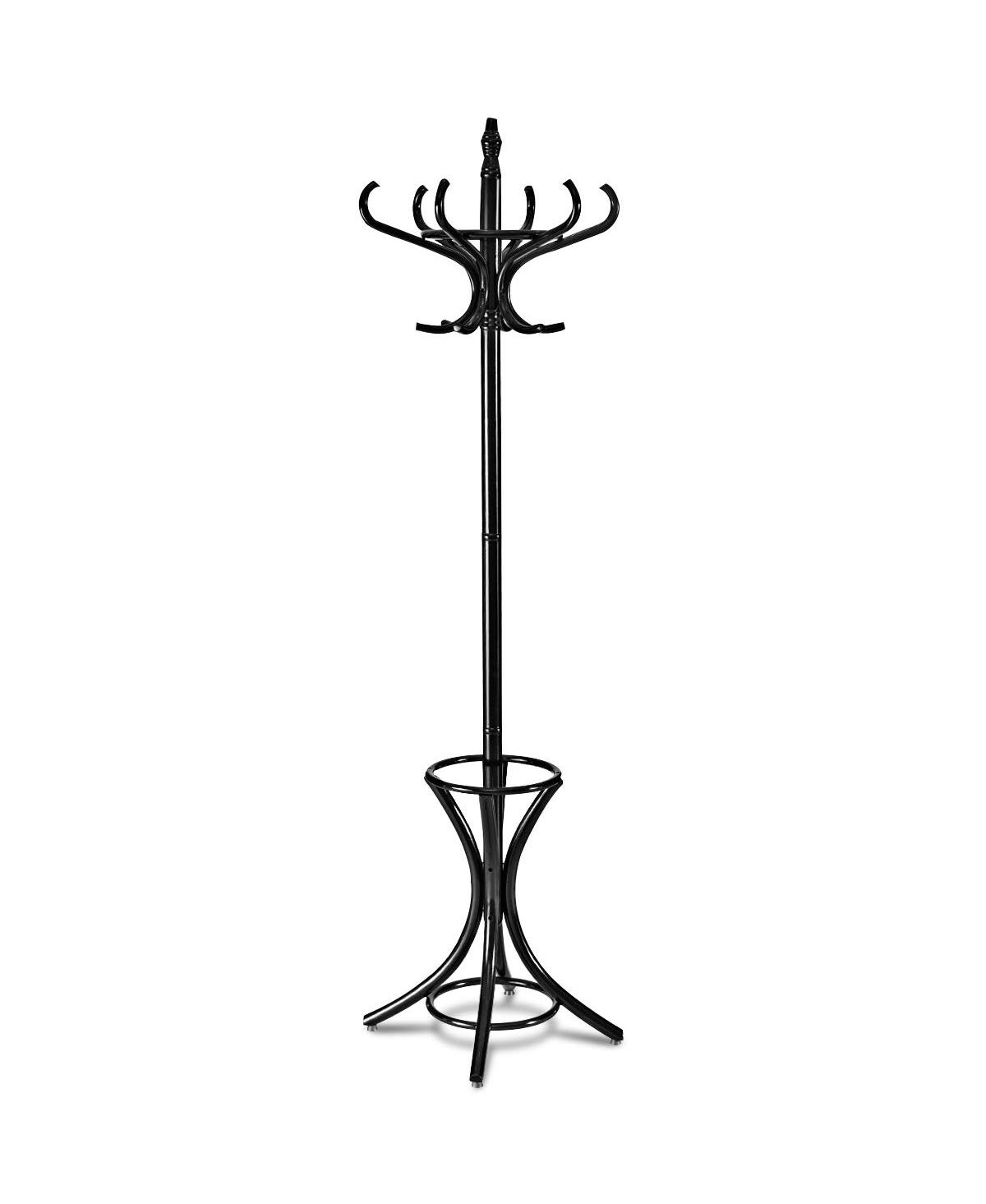 Wood Standing Hat Coat Rack with Umbrella Stand - Grey