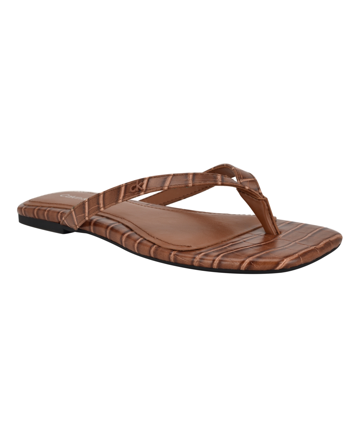 Calvin Klein Women's Stelea Flat Thong Sandals - Brown Croco