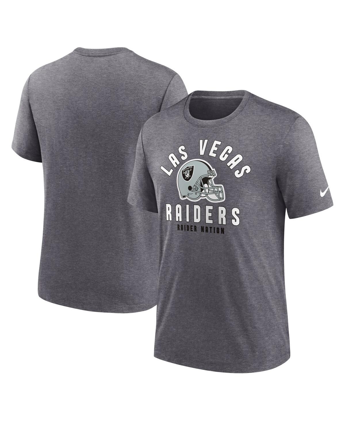 Nike Men's Heather Charcoal Las Vegas Raiders Helmet Tri-blend T-shirt In Heather Charcoal