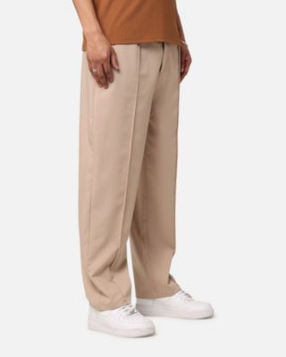 Men's Creased Tailored Pants, Beige/Khaki, XL